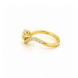 14K Gold Lab Grown Marquise Diamond Curved Band