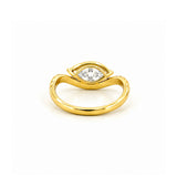14K Gold Lab Grown Marquise Diamond Curved Band