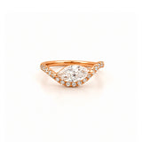 14K Gold Lab Grown Marquise Diamond Curved Band