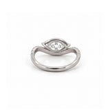 14K Gold Lab Grown Marquise Diamond Curved Band