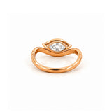 14K Gold Lab Grown Marquise Diamond Curved Band