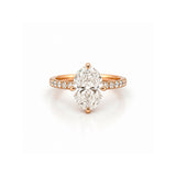 14K Gold Lab Grown Oval Diamond Floral Prong Engagement Ring