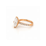 14K Gold Lab Grown Oval Diamond Floral Prong Engagement Ring