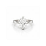 14K Gold Lab Grown Oval Diamond Floral Prong Engagement Ring