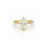 14K Gold Lab Grown Oval Diamond Floral Prong Engagement Ring