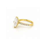 14K Gold Lab Grown Oval Diamond Floral Prong Engagement Ring