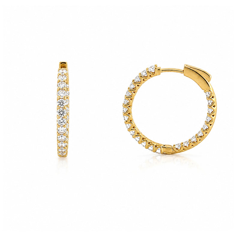 14K Gold Large Lab Grown Diamond U Prong Hoop Earrings