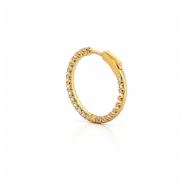 14K Gold Large Lab Grown Diamond U Prong Hoop Earrings