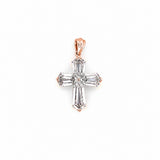 14K Gold Lab Grown Hexagon Cut Diamond Cross Pendant
