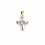 14K Gold Lab Grown Hexagon Cut Diamond Cross Pendant