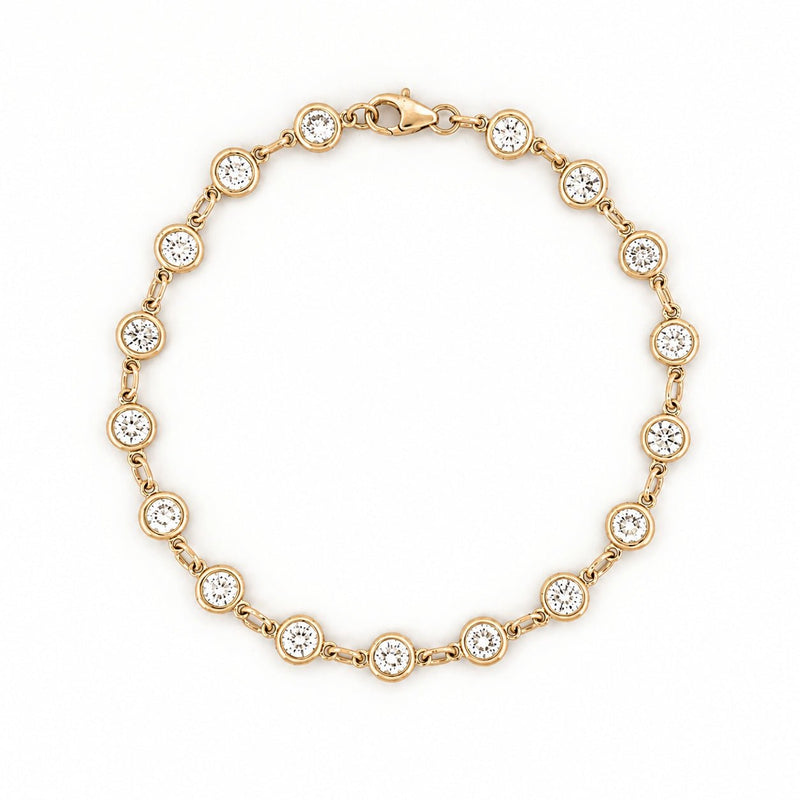 14K Gold Lab Grown Diamond Bezel Bracelet