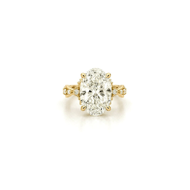 14K Gold Lab Grown Oval Diamond Weaved Engagement Ring