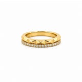 14K Gold Studded Two Row Diamond Band