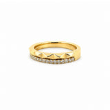 14K Gold Studded Two Row Diamond Band