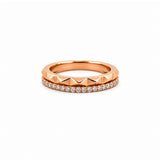 14K Gold Studded Two Row Diamond Band