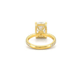 14K Gold Lab Grown Elongated Cushion Diamond Bowtie Under Halo Engagement Ring