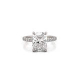 14K Gold Lab Grown Elongated Cushion Diamond Bowtie Under Halo Engagement Ring