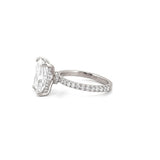 14K Gold Lab Grown Elongated Cushion Diamond Bowtie Under Halo Engagement Ring