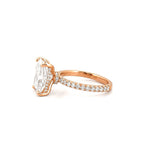 14K Gold Lab Grown Elongated Cushion Diamond Bowtie Under Halo Engagement Ring