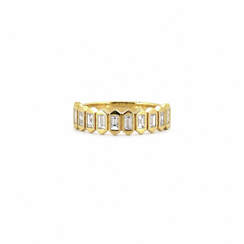 14K Gold Fluted Baguette Bezel Diamond Fashion Band