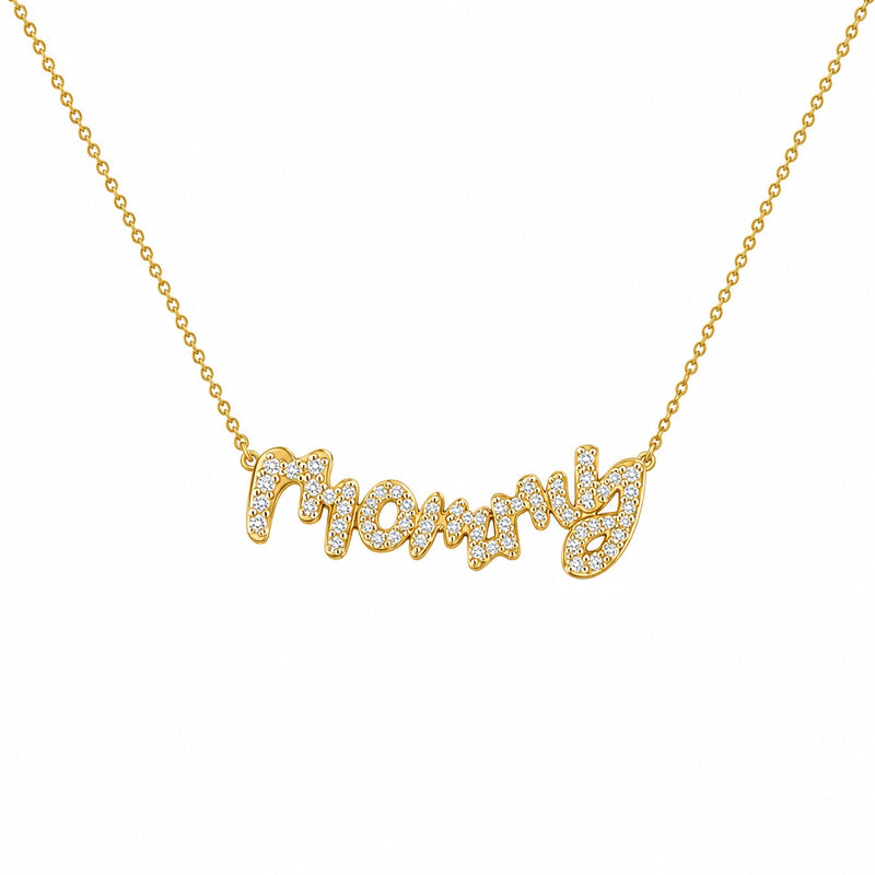 14K Gold Large Mommy Diamond Necklace