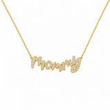 14K Gold Large Mommy Diamond Necklace