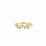 14K Gold Slanted 'LOVE' Diamond Ring