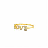 14K Gold Slanted 'LOVE' Diamond Ring