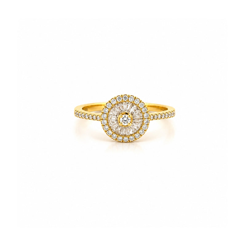 14K Gold Round Shape Diamond Cluster Ring