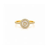 14K Gold Round Shape Diamond Cluster Ring