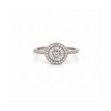 14K Gold Round Shape Diamond Cluster Ring