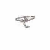 14K Gold Moon Dangle Diamond Ring