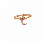 14K Gold Moon Dangle Diamond Ring