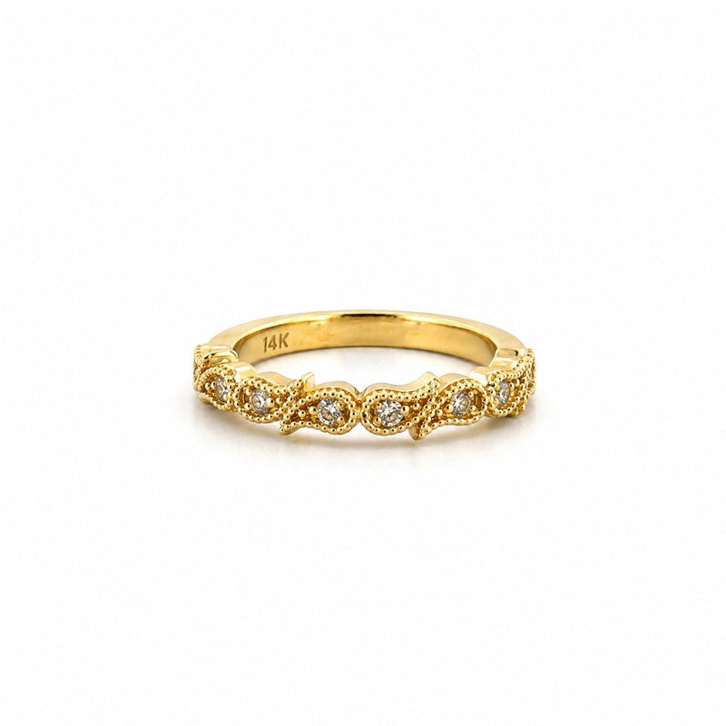 14K Gold Art Deco Paisley Diamond Ring