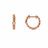 14K Gold Bezel Diamond Cuban Earrings