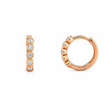 14K Gold Round Bezel Diamond Earrings