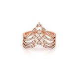 14K Gold Multi Row Curved V Diamond Band