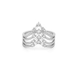 14K Gold Multi Row Curved V Diamond Band