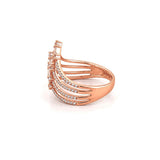 14K Gold Multi Row Curved V Diamond Band