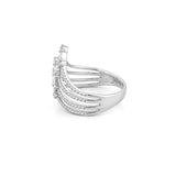 14K Gold Multi Row Curved V Diamond Band