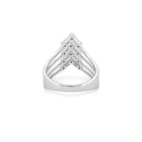 14K Gold Multi Row Curved V Diamond Band