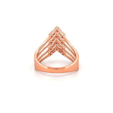 14K Gold Multi Row Curved V Diamond Band