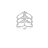 14K Gold Multi Row Curved Round Bezel V Diamond Band
