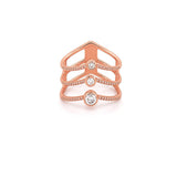 14K Gold Multi Row Curved Round Bezel V Diamond Band