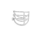 14K Gold Multi Row Curved Round Bezel V Diamond Band