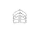 14K Gold Multi Row Curved Round Bezel V Diamond Band