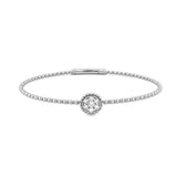 14K Gold Beaded Round Cluster Diamond Bangle