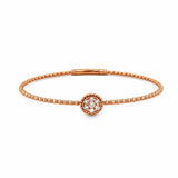 14K Gold Beaded Round Cluster Diamond Bangle