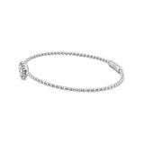 14K Gold Beaded Round Cluster Diamond Bangle
