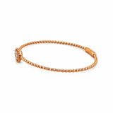 14K Gold Beaded Round Cluster Diamond Bangle